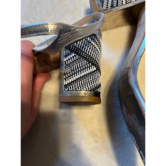 L.K. Bennett Silver Strap Heels 40.5 9.5 - Picture 6 of 6